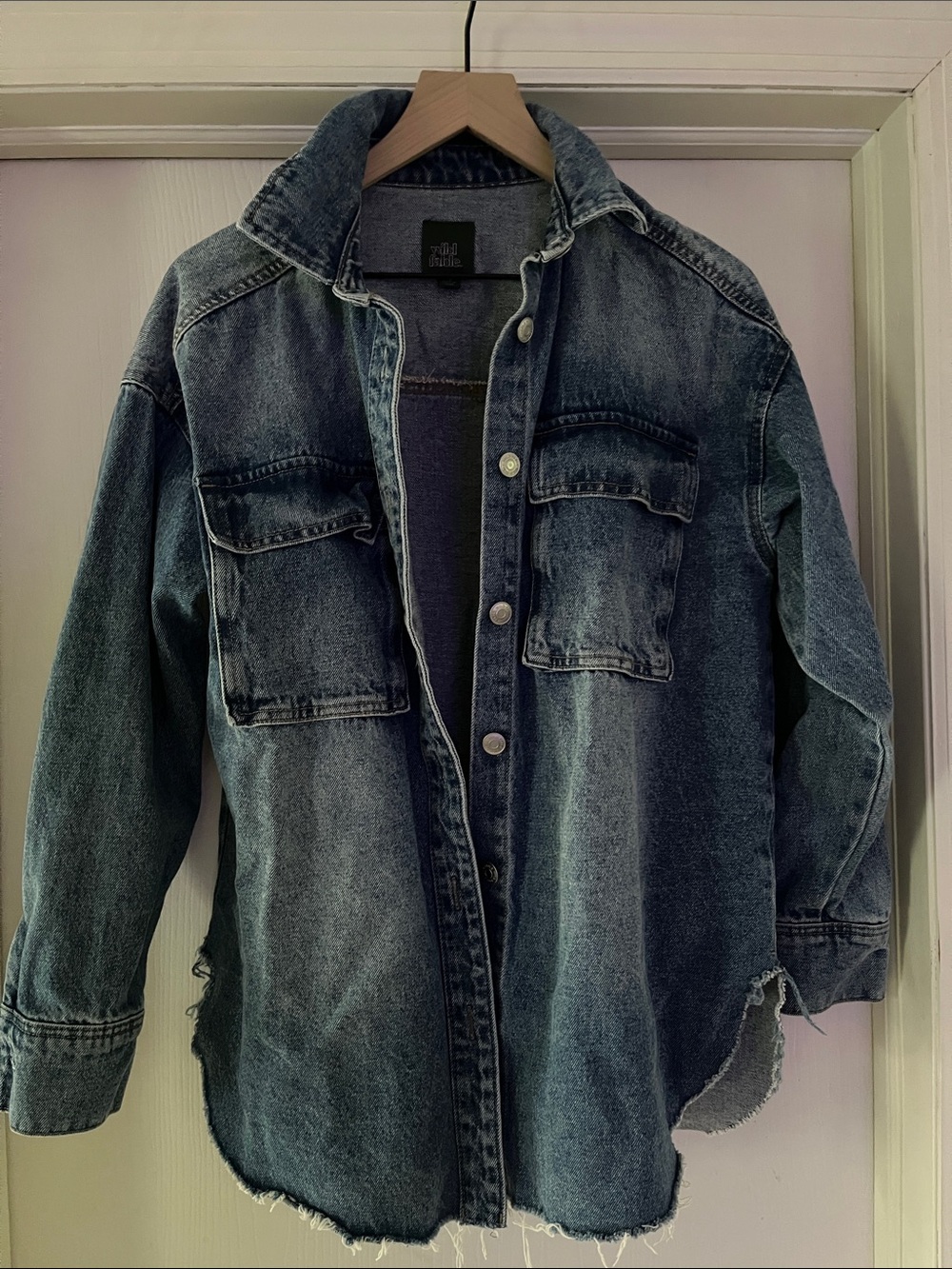 wild fable oversized Denim Jean  Jacket raw hem large pockets